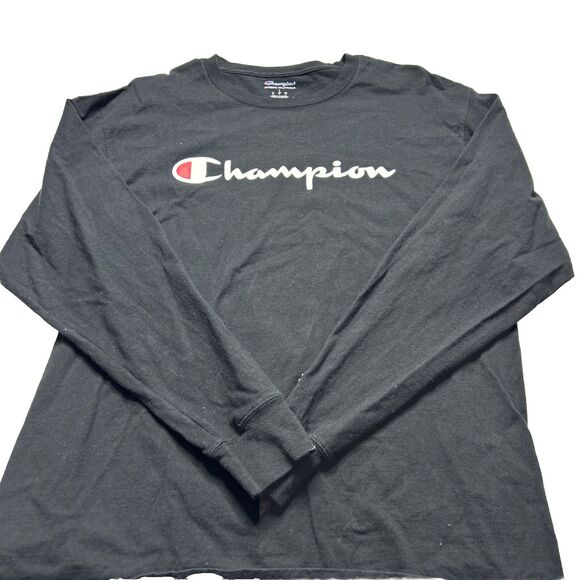Champion Long Sleeve Crew Neck Black Shirt Men Size Large - Picture 6 of 10